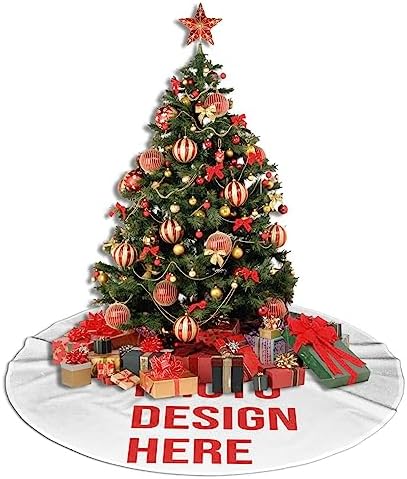 Custom Tree Skirts Prints Photo Picture Logo 30", Christmas Tree Cloth Mats Trees Skirts for Decor Gift, Home Decoration
