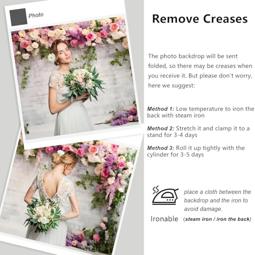 YongFoto Retro White Brick Wall Floral Arch Backdrop 10x8ft Rose Flowers Vine Leaves Photography Background Birthday Bridal Shower Wedding Party Banner Room Decor Portraits Photoshoot Wallpaper - size: 10ftx8ft