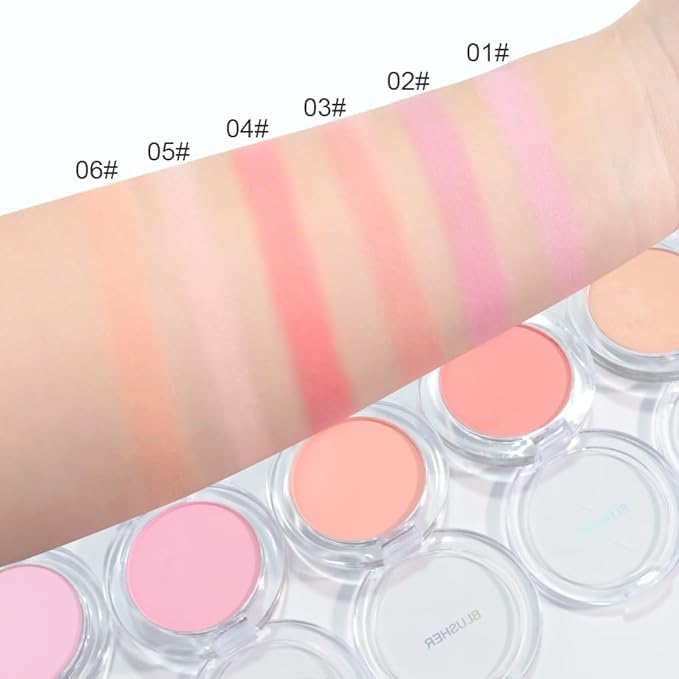 Blush for Cheeks Makeup Palette, Natural Matte Cream Powder Single Blushes for Eye and Cheek, Buildable Long-Lasting Color,Vegan & Cruelty-Free,Everyday Makeup Look for Women,#06-Deep Nude