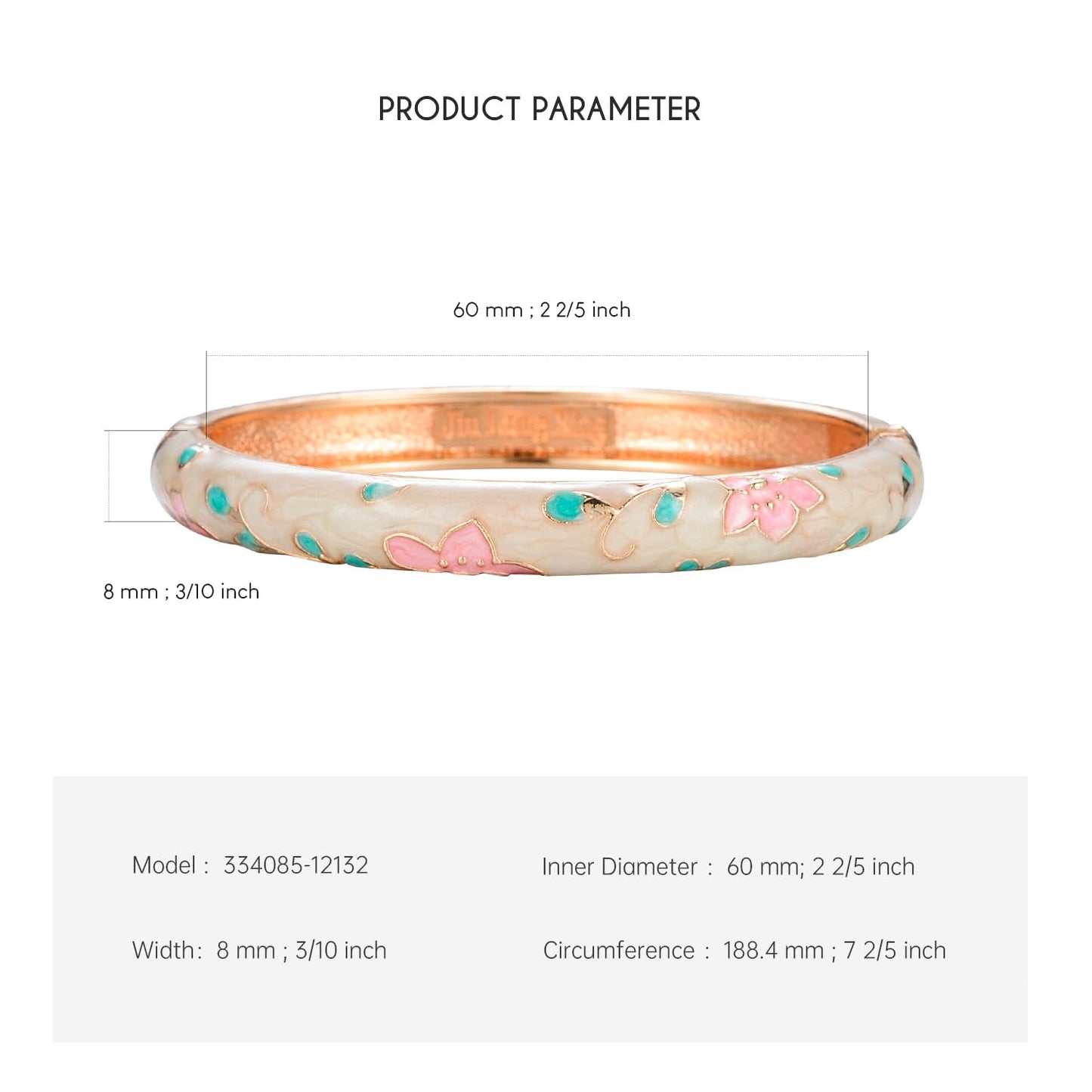 UJOY Bracelets Multicolor Golden Floral Enamel Indian Jewelry Handmade Open Cuff Bangle for Women 55B20 Cream White