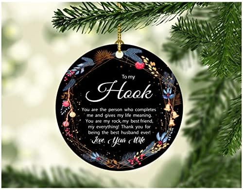 Christmas Ornament Tree 2022 with Name Hook Ornaments Gift from Wife To My Hook You Are The Person Who Completes Me. Love Your Wife Christmas Decoration Quote Keepsake Rustic 3"
