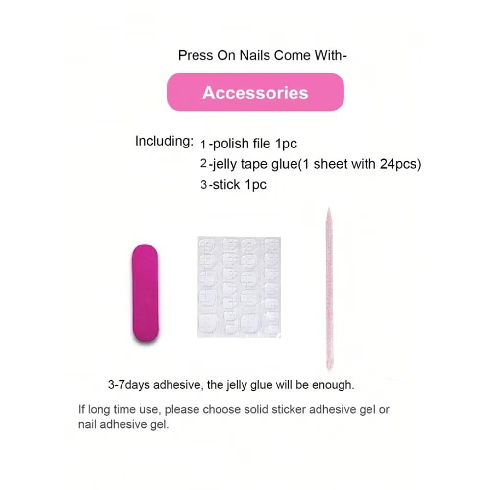 10 Pcs Press on Nails Medium Almond Fake Nails, 3D Pink Shell Design Full Cover Stick on Nails, Handmade Artificial Acrylic Nails with Nails File Set (Size M)