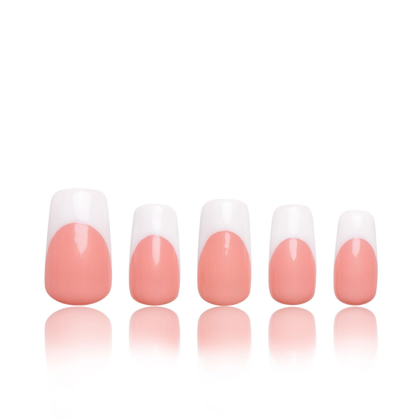 LOVFUL Press on Nails Coffee Latte French Tip| Handmade with Full Covered Crystals | Reusable Fake Nails | Square Regular 1.0 in | H12-L