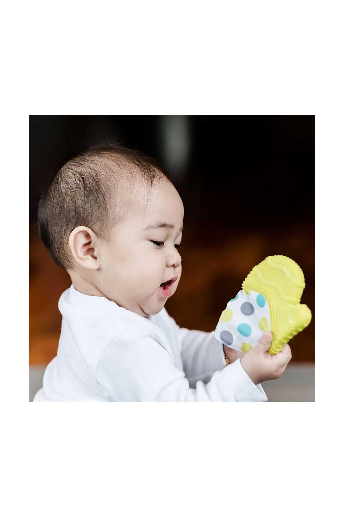 Bblüv - Glüv - Original Silicone Baby Teething Mitten with Opposable Thumb, Self Soothing Teether Toy, Includes a Storage Bag (Aqua)