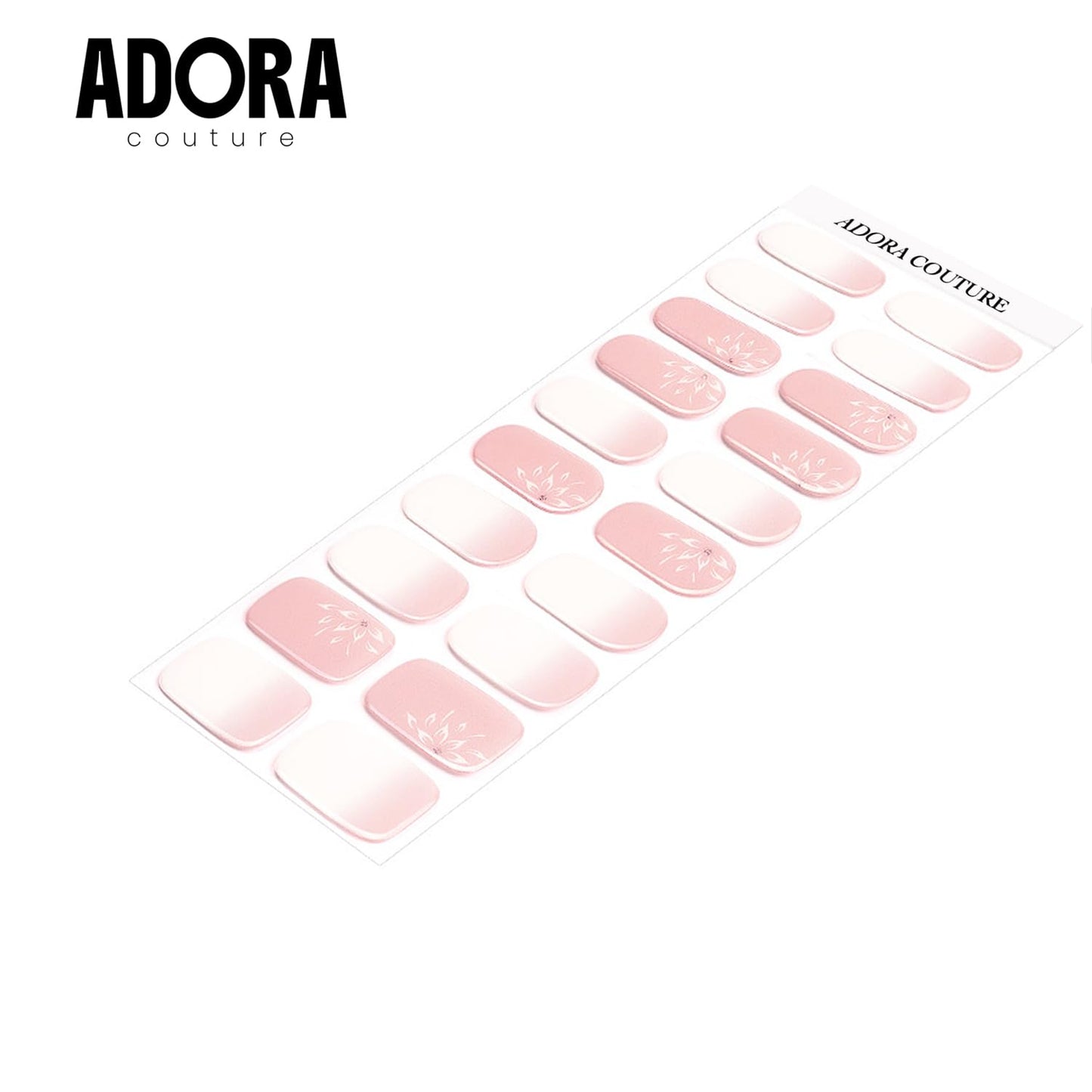 Adora Couture Semi-Cured Gel Nail Strips - 20 Salon-Quality Gel Sticker with UV Light Required, Long Lasting, Easy Application & Removal, Includes Prep Pad, Nail File, Wooden Stick – Soft Serenity