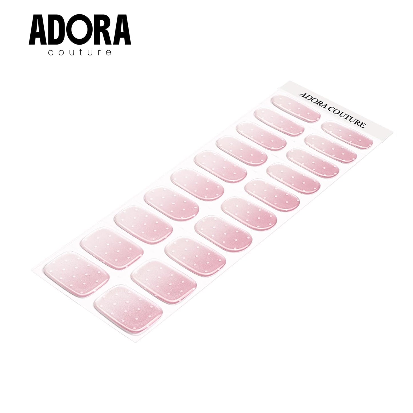 Adora Couture Semi-Cured Gel Nail Strips - 20 Salon-Quality Gel Sticker with UV Light Required, Long Lasting, Easy Application & Removal, Includes Prep Pad, Nail File, Wooden Stick – Powdered Sugar