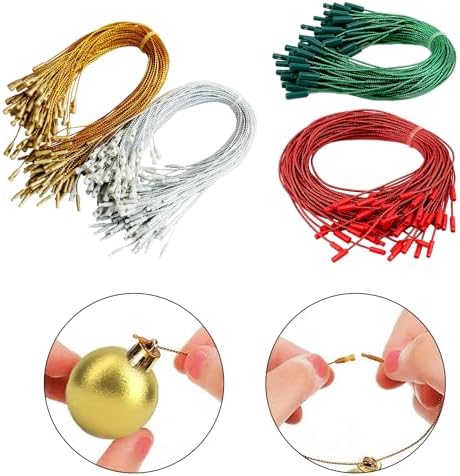 Christmas Ornament Hangers String 200Pcs Ribbon Hook Rope Pre Cut with Clip Locking for Hanging Decors Christmas Hangers