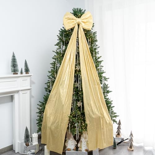 Hismir Christmas Tree Topper Bow，67x16in Extra Large Room Decor Ribbon Bow
