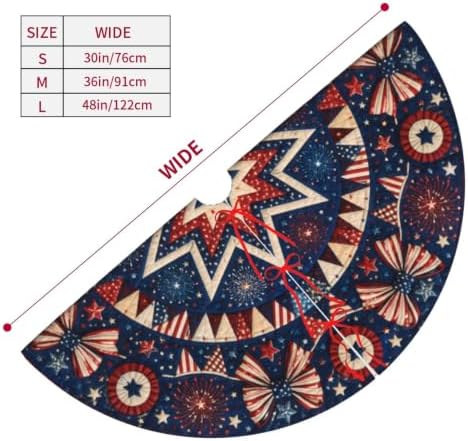 4th of July Christmas Tree Skirt Xmas Tree Skirt, Winter Christmas Tree Mat for Home Party Holiday Indoor Outdoor Decorations