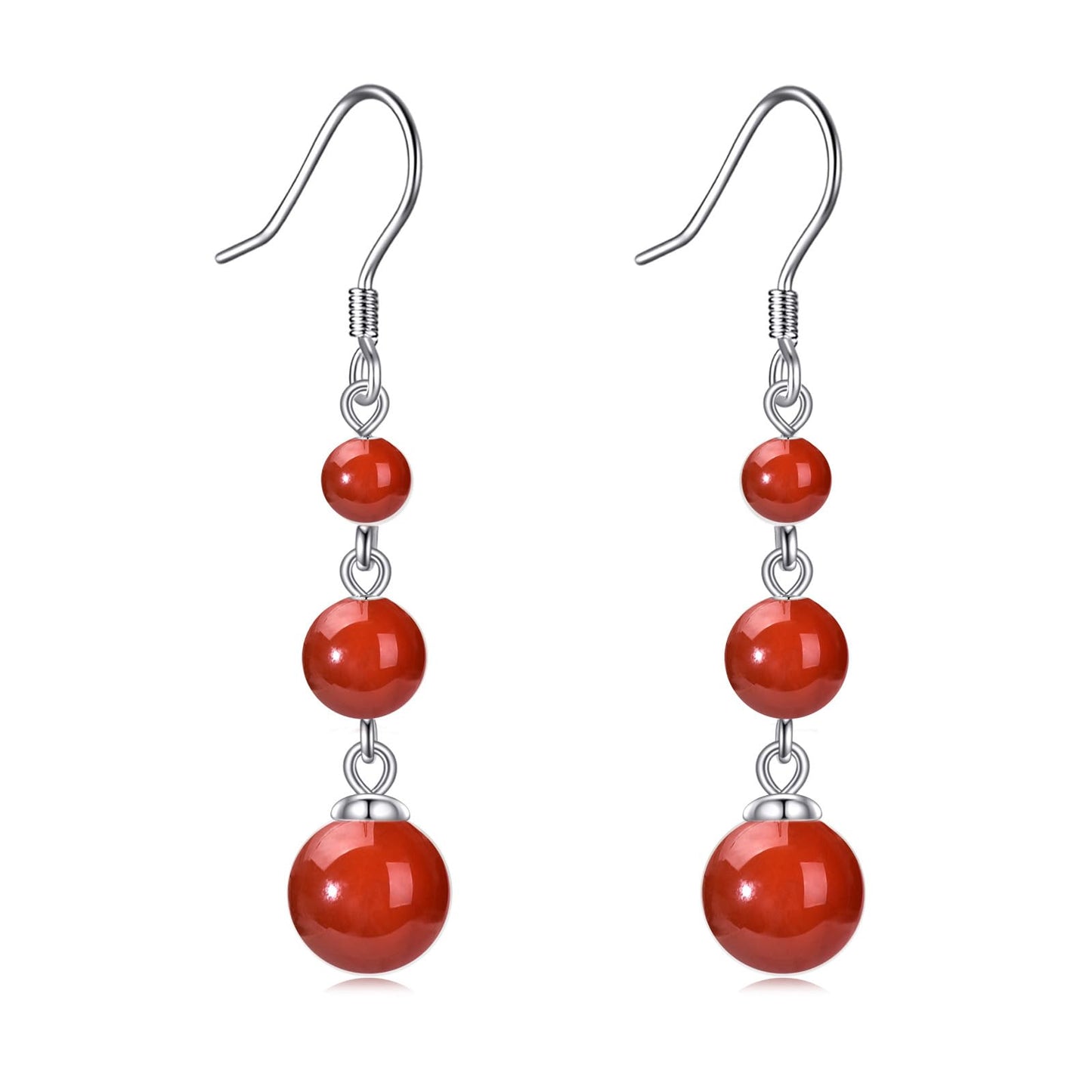 925 Sterling Silver Carnelian Dangle Earrings Red Agate Drop Jewelry Birthday Gifts for Women (Carnelian)