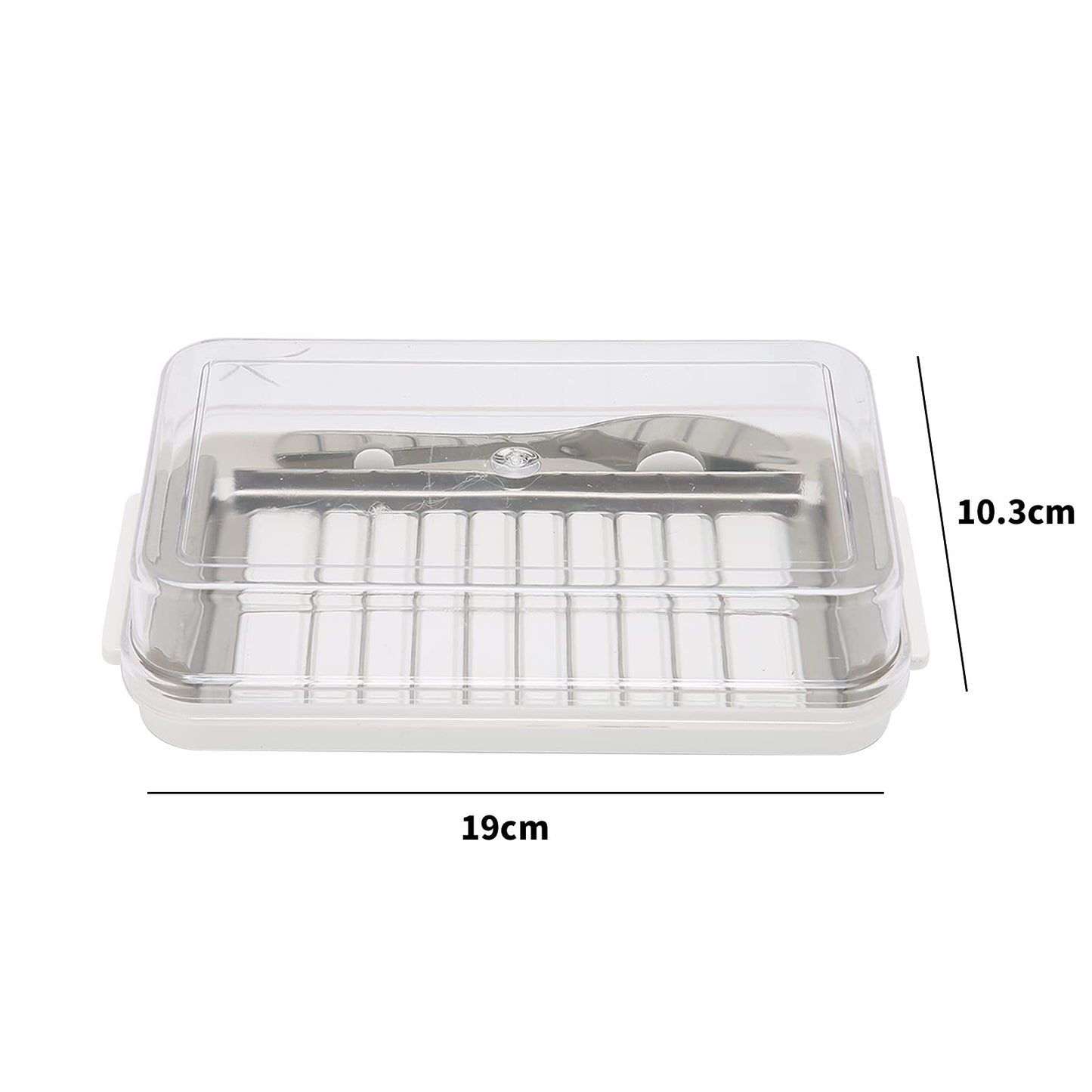 Butter Slicer Cutter, Stainless Steel Butter Cutter Container Butter Storage Box Small Butter Container with Transparent Cover Kitchen Tool for Easy Cutting (Butter grid hole