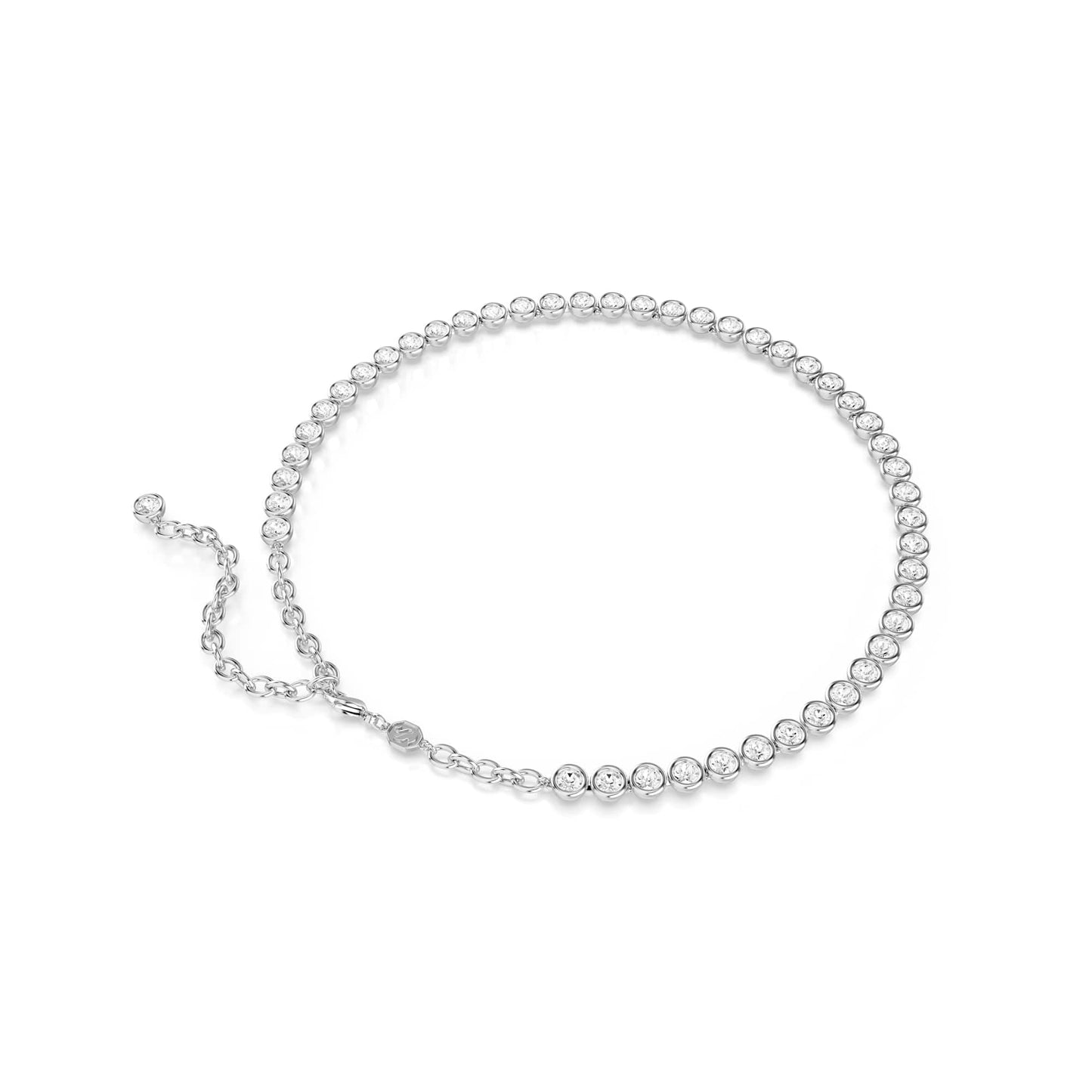 Swarovski Imber Tennis Necklace, All-Around Strand with Clear Round-Cut Crystals in a Rhodium-Finished Setting, Part of the Imber Collection