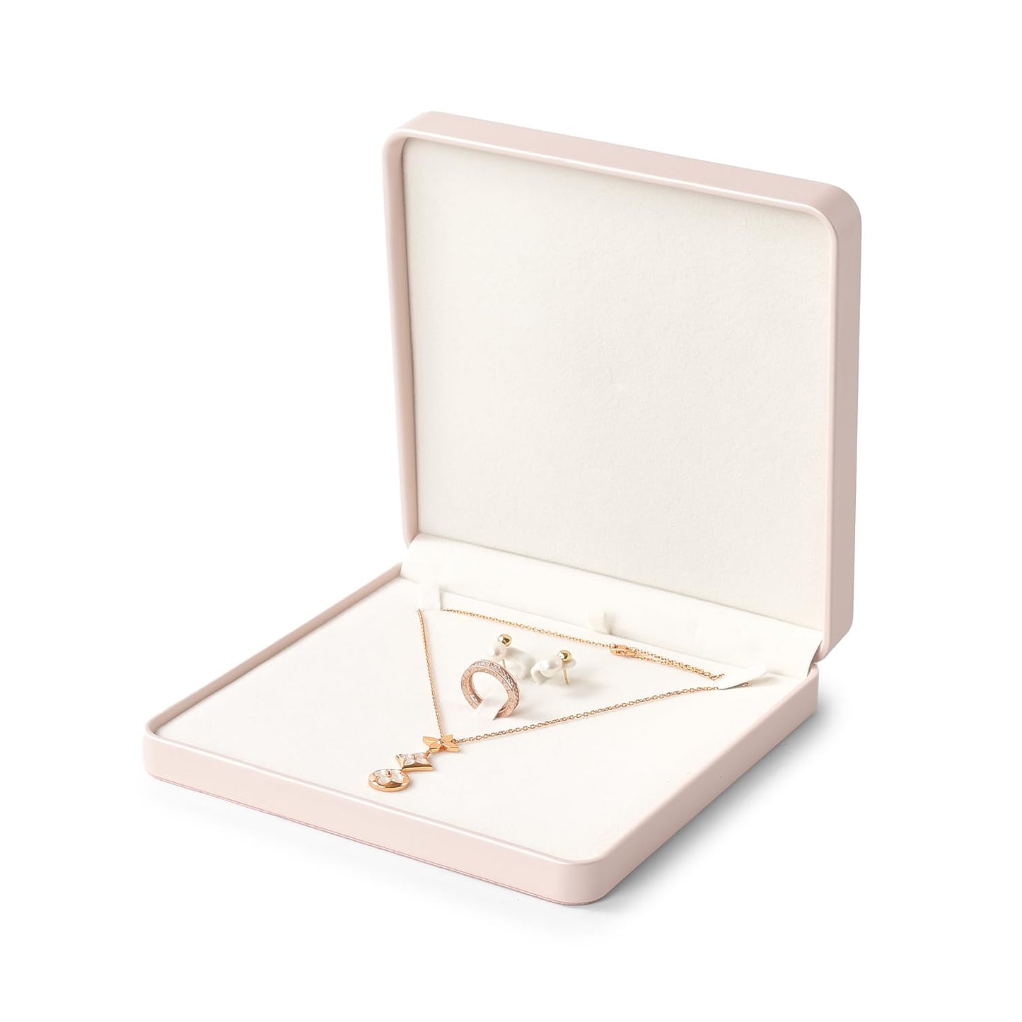 Oirlv Luxury Leather Jewelry Set Box Big Necklace Ring Storage Case Jewelry Gift Box for Bracelet Necklace Earring Ring (Pink)