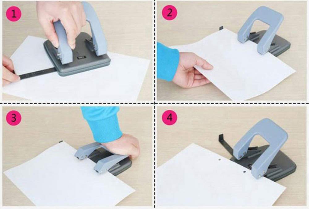 2 Hole Puncher,Round Hole Puncher Stationery 4x4 1/2",The Hole Spacing is 3.15",Squeeze 20 Sheets Capacity, Skid-Resistant Base,Manual Punching for Paper Chipboard,Thin Metal,Craft Paper-White