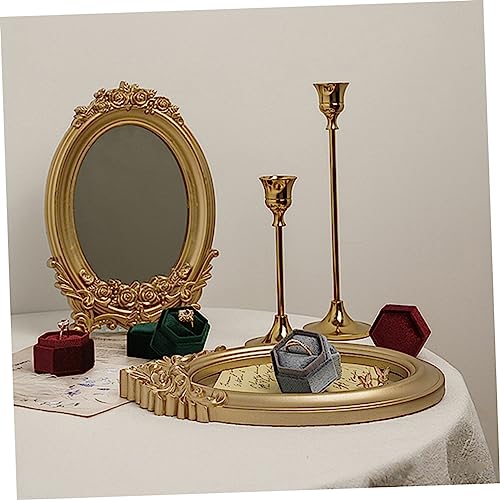 Retro Mirror Adornment Gold Trim Mirror Tray Perfect for Photography Props and