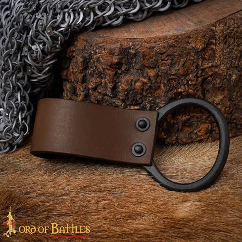 Lord of Battles Medieval Genuine Leather Axe Frog | Axe Holster with Belt Loop | Waist Holder for Axes, Tools - color: Brown