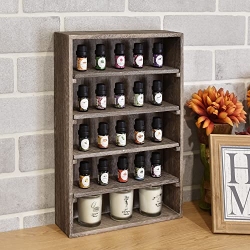Ikee Design Wooden Wall-Mounted Display Shelves Rack for Collectibles-Figures,Shot Glasses,Spice Can,Cosmetics or Perfume-5 Adjustable Height Shelves,Space-Saving,Coffee Color - color: Coffee, 5 Shelves
