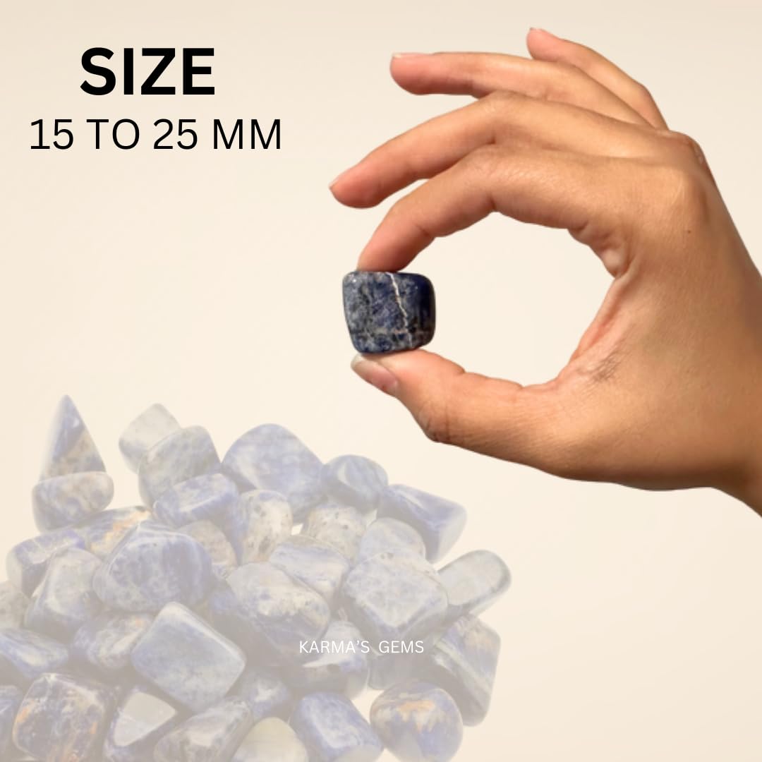 Karma Gems Sodalite Tumbled Stones Natural Crystal Kit for Reiki Healing Crystal Polished, Tumble Stones, Chakra Balancing, Reiki Gift, Home Decor (15-25 MM)