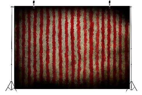 BELECO 15x10ft Fabric Evil Halloween Circus Backdrop for Photography Circus Carnival Bloody Red and White Stripes Scary Blood Splatter Party Decor Clown Banner Halloween Background Photo Studio Props - size: 15x10FT