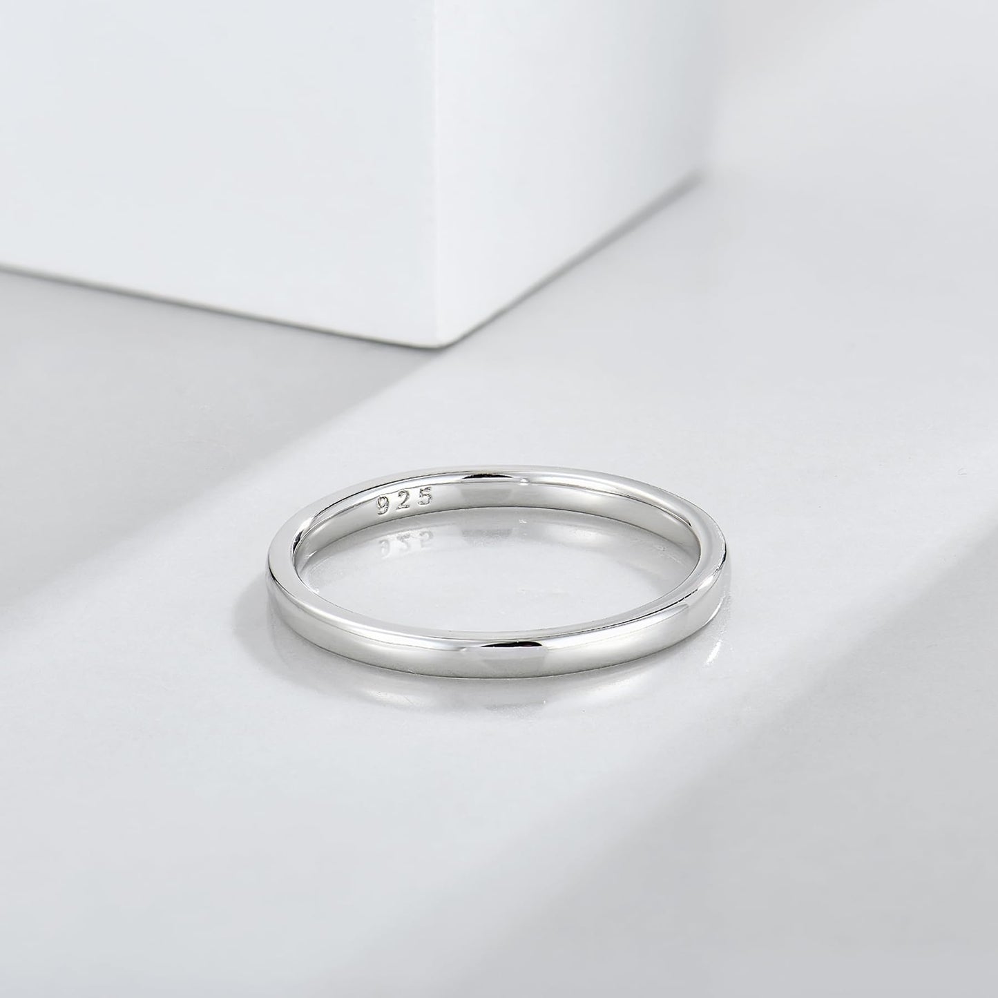 STARCHENIE Solid 925 Sterling Silver 2mm Wedding Band Ring, Comfort Fit High Polish, for Men and Women (Size 6)