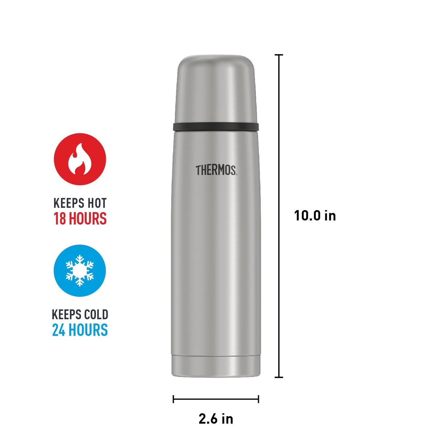 Thermos Vacuum Insulated 16 Ounce Compact Stainless Steel Beverage Bottle