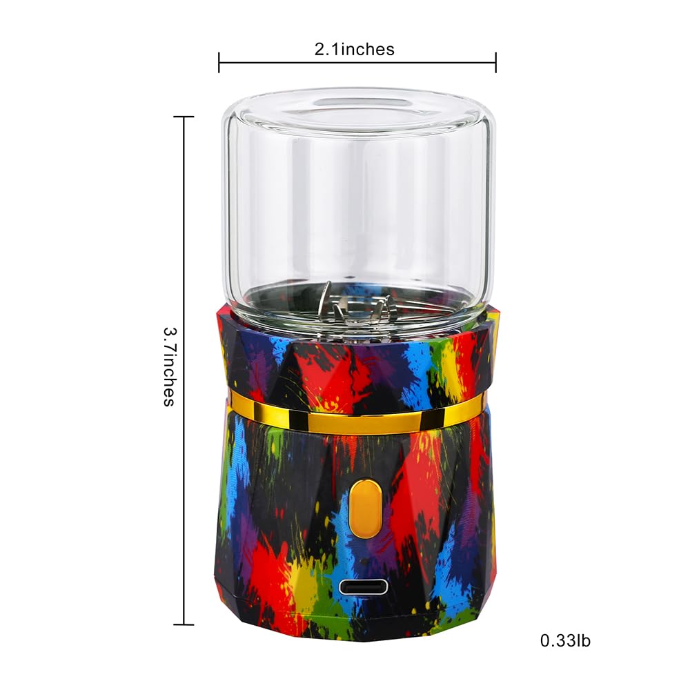 Electric Grinder, Small Spice Grinder Electric Grinders Mini Size 2inx3.5inches with 2pcs 1.7oz/50ml Glass Jar Rechargeable Automatic Small Grinder