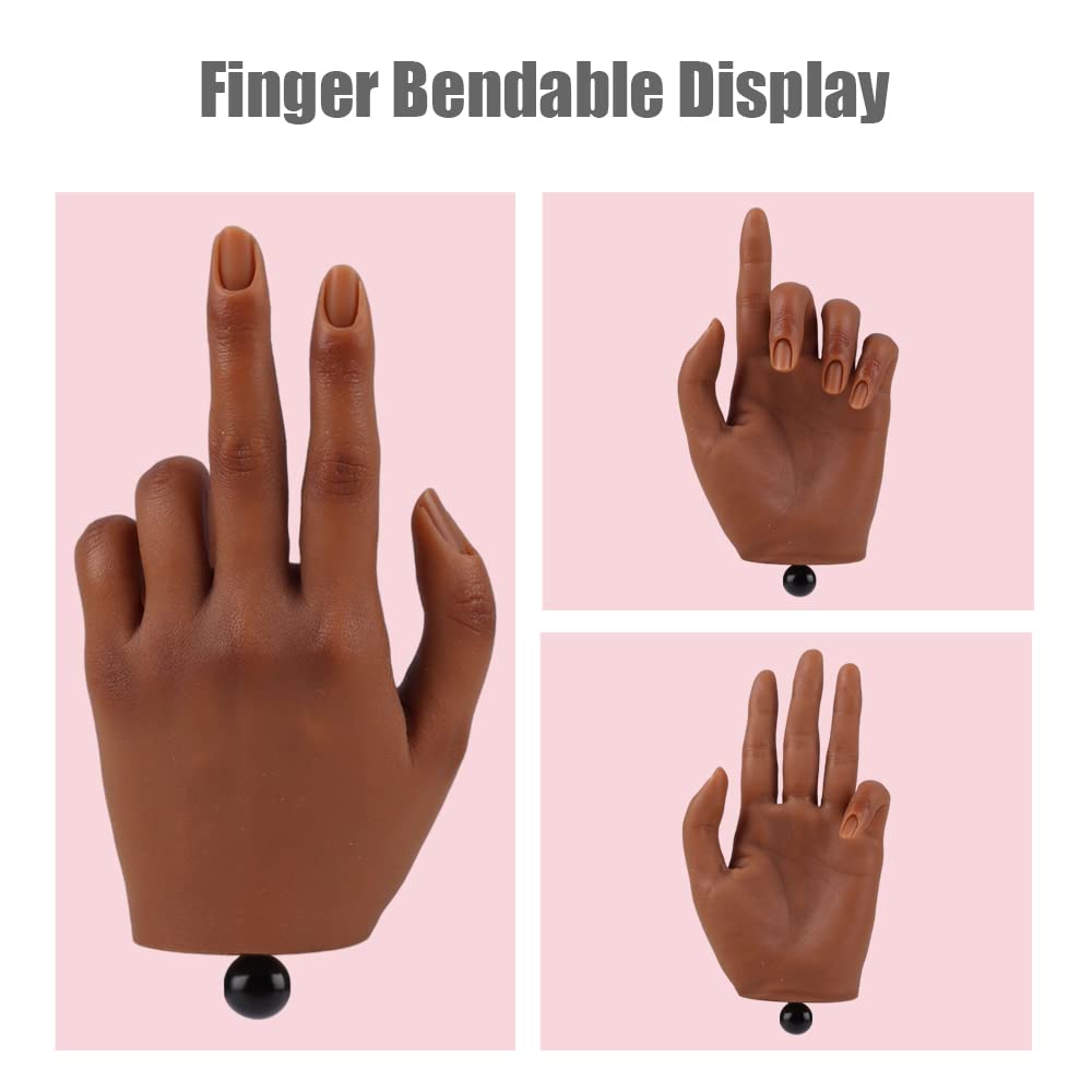 Practice Hand for Acrylic Nails with Stand Bracket, Silicone Fake Hands to Practice Fake Nails Mannequin Hand for Nails Practice and Nail Art Single Left Hand Color 5#