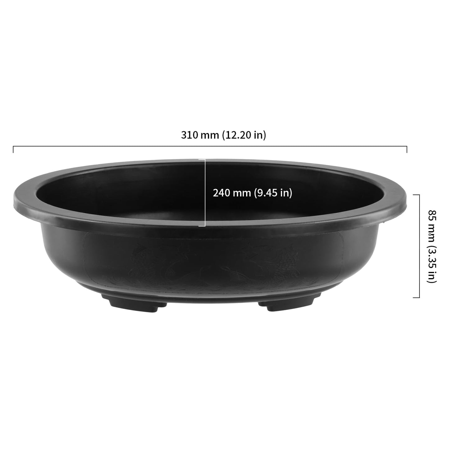 HOIGON 10PCS 12 Inches Plastic Oval Bonsai Training Pots, Black Large Oval Plastic Planter Pot with Drainage Hole, Shallow Plant Nursery Pot for Succulent