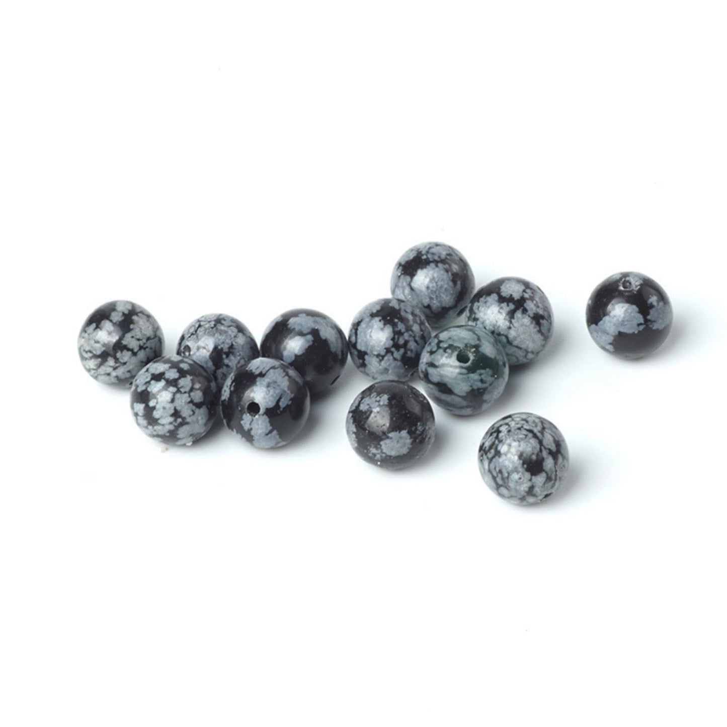 100Pcs Natural Stone 6mm Snowflake Round Loose Gemstone Energy Healing Beads Hole Size 1mm DIY Smooth Beads for Bracelet Necklace Earrings Jewelry Making