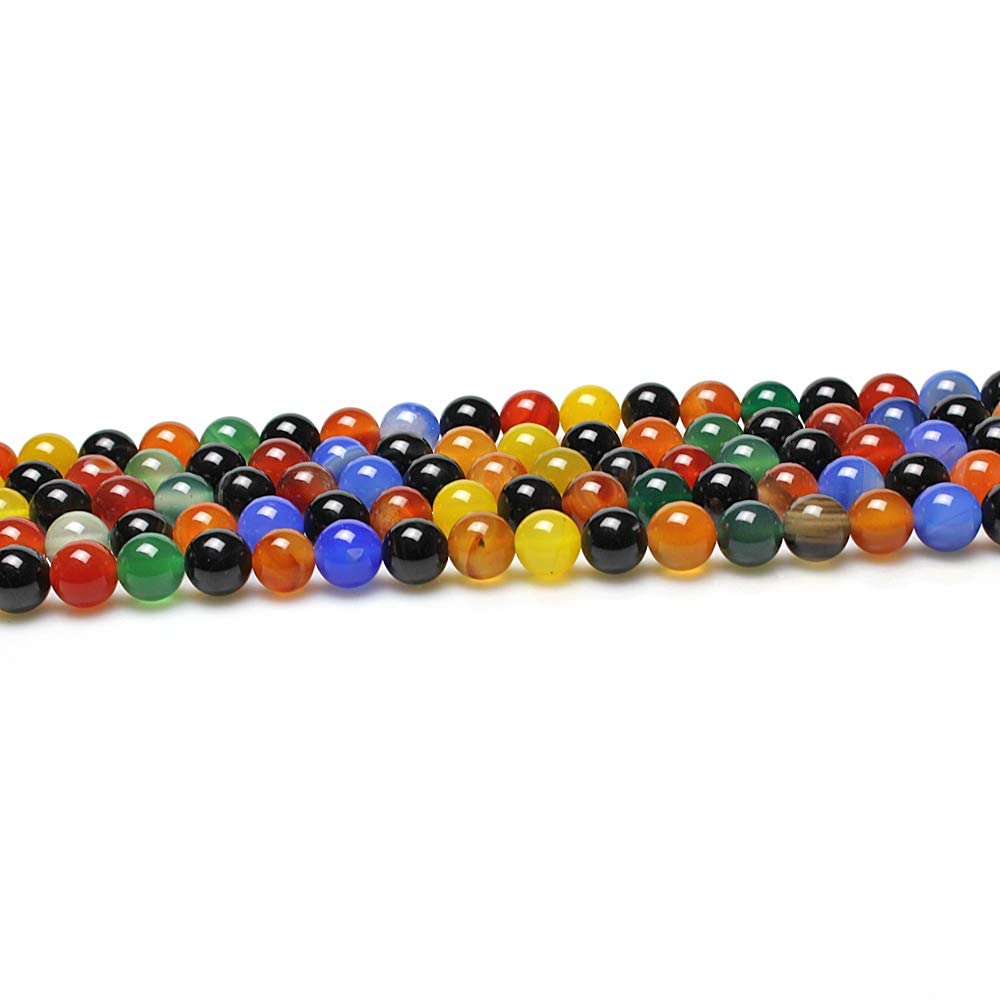 MJDCB AAA Natural Multicolor Agate Beads Round Colorful Stone Energy Healing Beads for DIY Necklace Bracelat Jewelry Making Strand 15" (6mm)