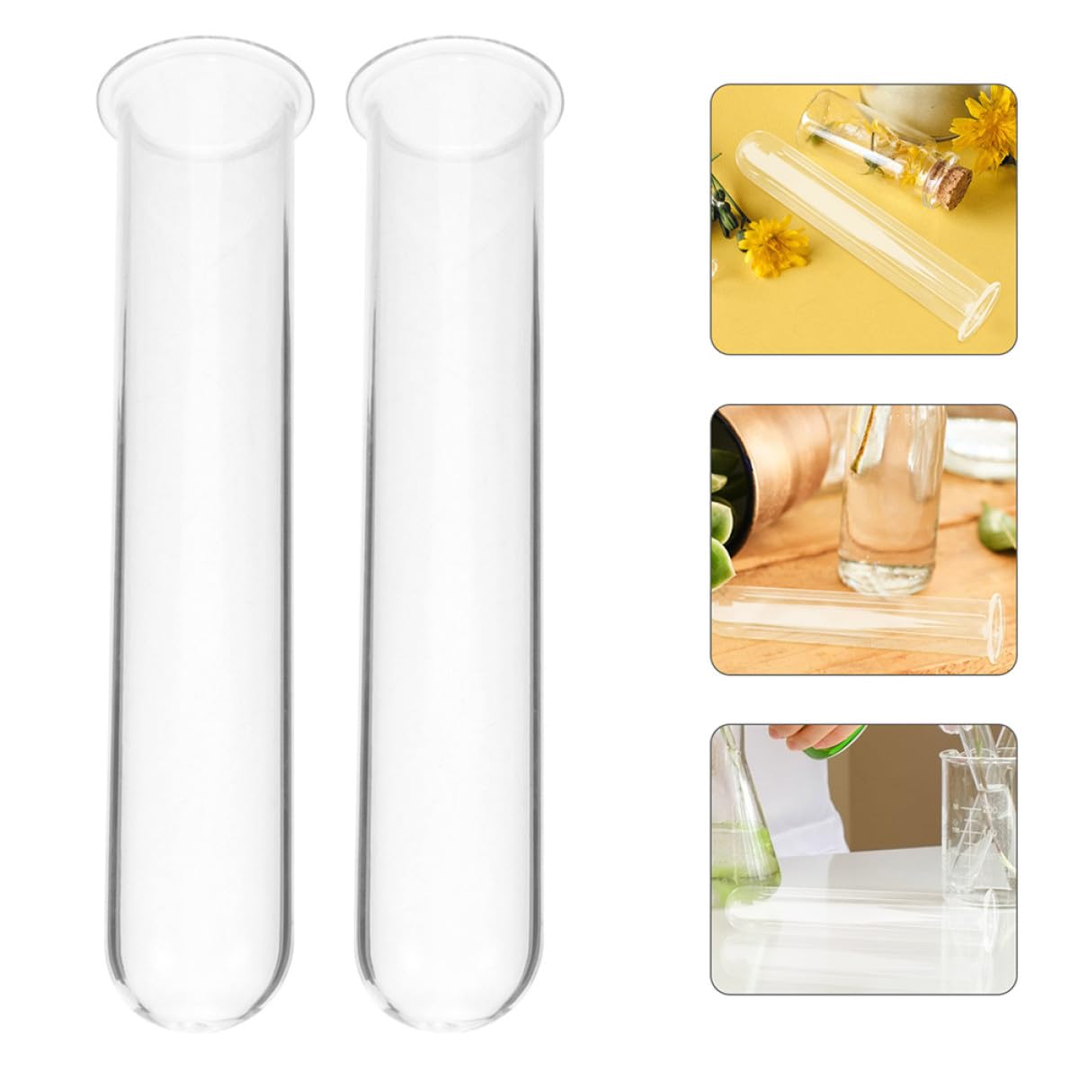 Healifty 4pcs Glass Hydroponic Tube Vase Set 2.5x3x18cm Test Tube Propagation Planter for Desktop Terrarium and Plant Propagation Home Décor