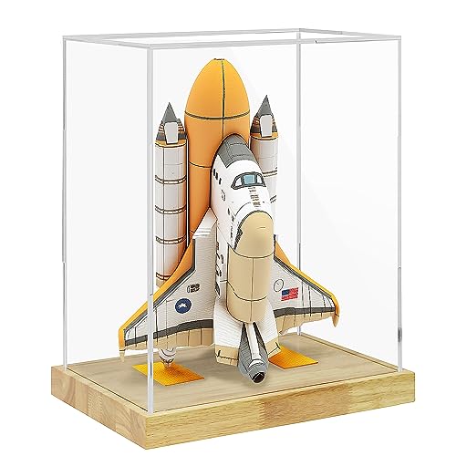Clear Acrylic Display Case with Solid Wood Base for Trophy, Collectibles, Assemble Cube Display Box Stand Dust Proof Protection Showcase for Action Figures Toys - by BenchPro - size: 21" H x 17" L x 12" D, style: 1.75" Thick Wood