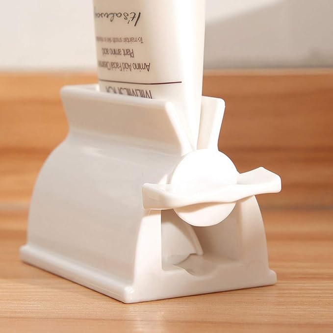 Toothpaste Roller Squeezer Set of 2 Rolling Tube Toothpaste Holder Stand Bathroom Organizer (White) (2Pack-White)