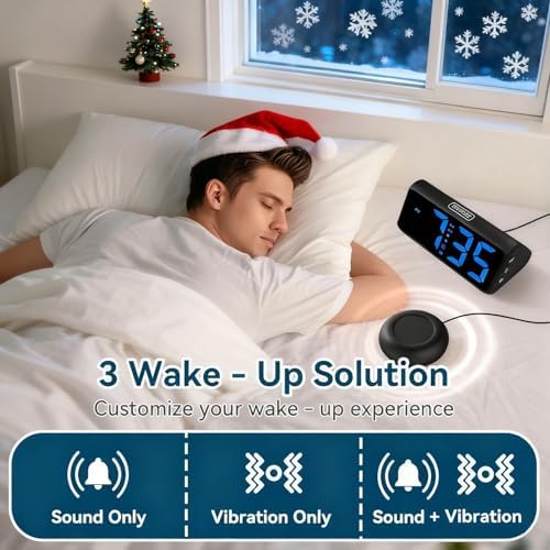 Netzu Loud Alarm Clock for Heavy Sleepers Black