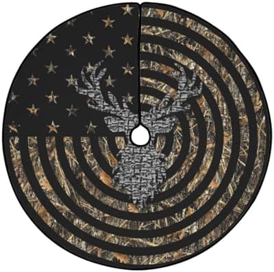 36 Camo Deer US Flag Halloween Christmas Tree Skirt 3 ft