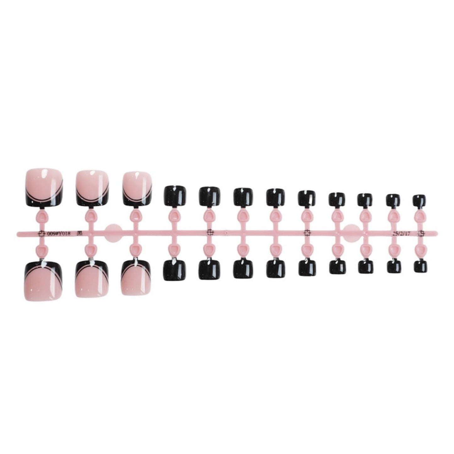 Black French Press on Toenails Short Square Fake Toe Nails Summer False Toenails Glossy Full Cover Acrylic Glue on Toenails Shiny Artificial Stick on Toenails for Women Manicure 24 Pcs