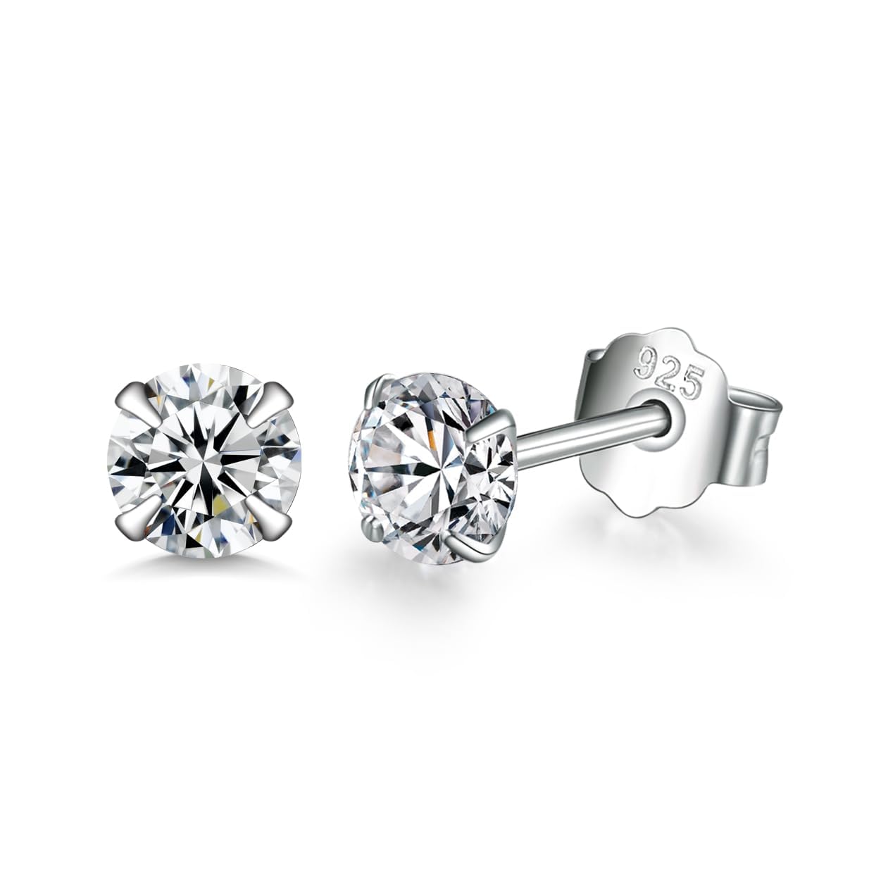 Sterling Silver Hoop Earrings Sterling Silver Stud Earrings for Women 6 Pairs Hypoallergenic Tiny Cubic Zirconia Stud Set Cartilage Hoops