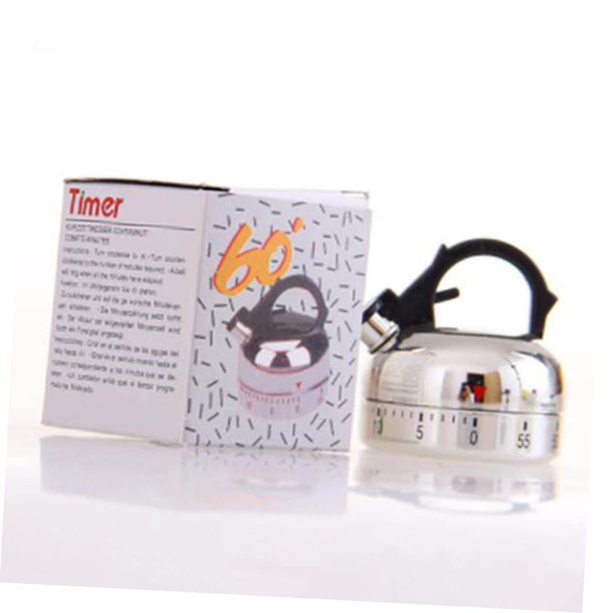 Cabilock Mechanical Kitchen Timer 60-Minute Countdown Kettle Design Cooking Timer with Rotating Alarm for Home Baking and Cooking Compact 2.55X2.16X2.16 Inch No Battery Needed
