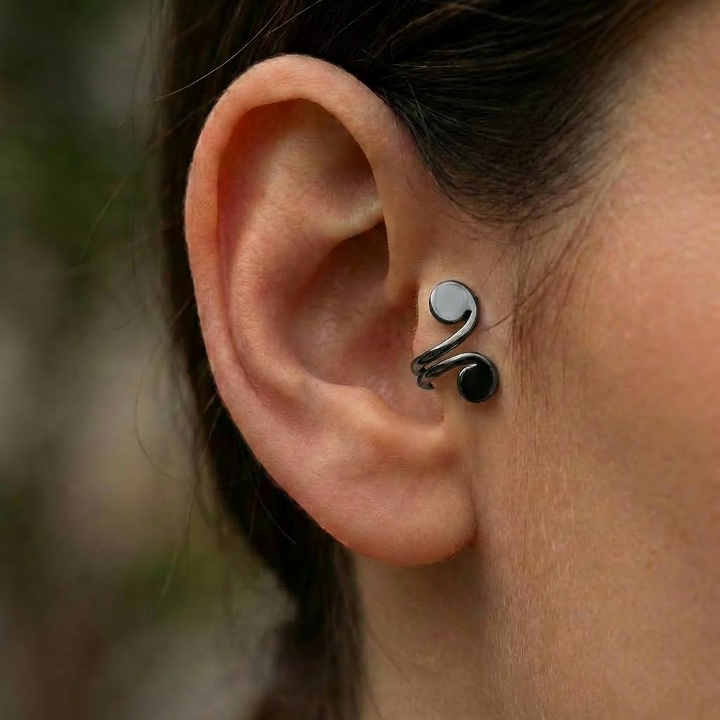 12mm Keloid Pressure Earrings for Women and Men | Clip on Compression Earring for Swelling Keloids | Acupressure Earrings for Her (Acupressure Black)