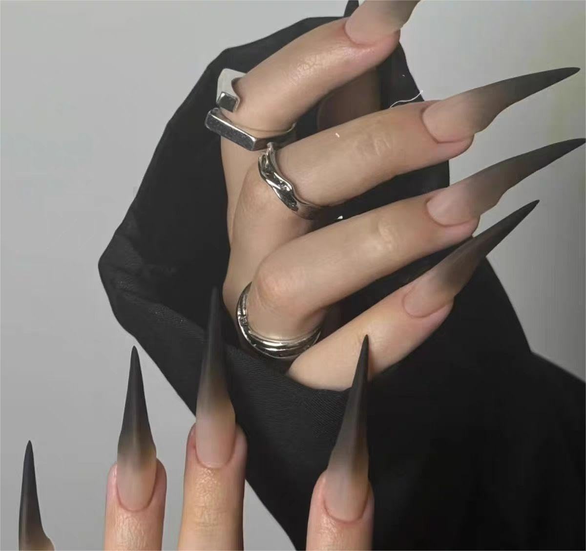 Handmade Press on Nails Extra Curved Fake Nails Eagle Claw Cats Paw Designs Gradient Halloween Goth Long Curved Press on Nail Thickened Muti-Layer Gel Luxury Matte False Nail for Women (Size M)