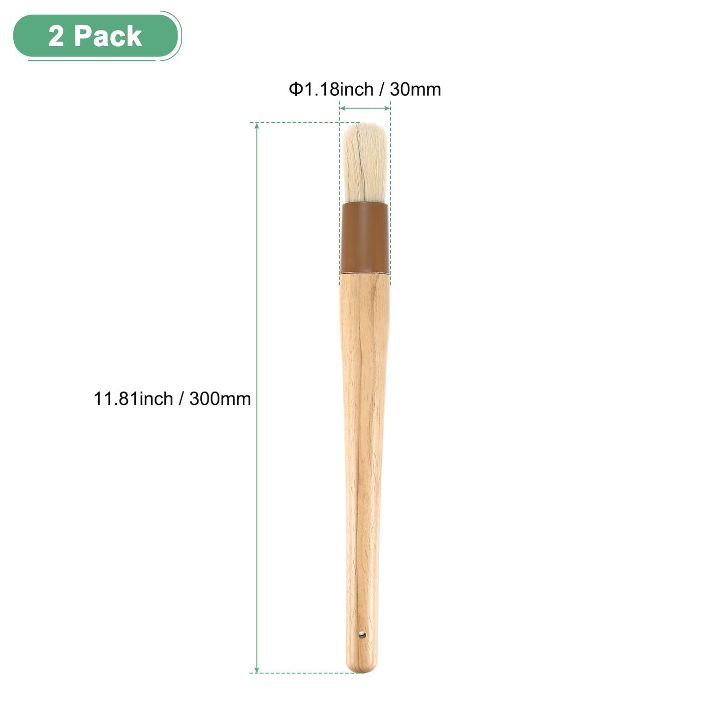 M METERXITY 2-Pack Pastry Brush, Round Wooden Handle Natural Bristle Basting BBQ Oil Brush for Cooking/Barbecue/Kitchenh [1.2"]