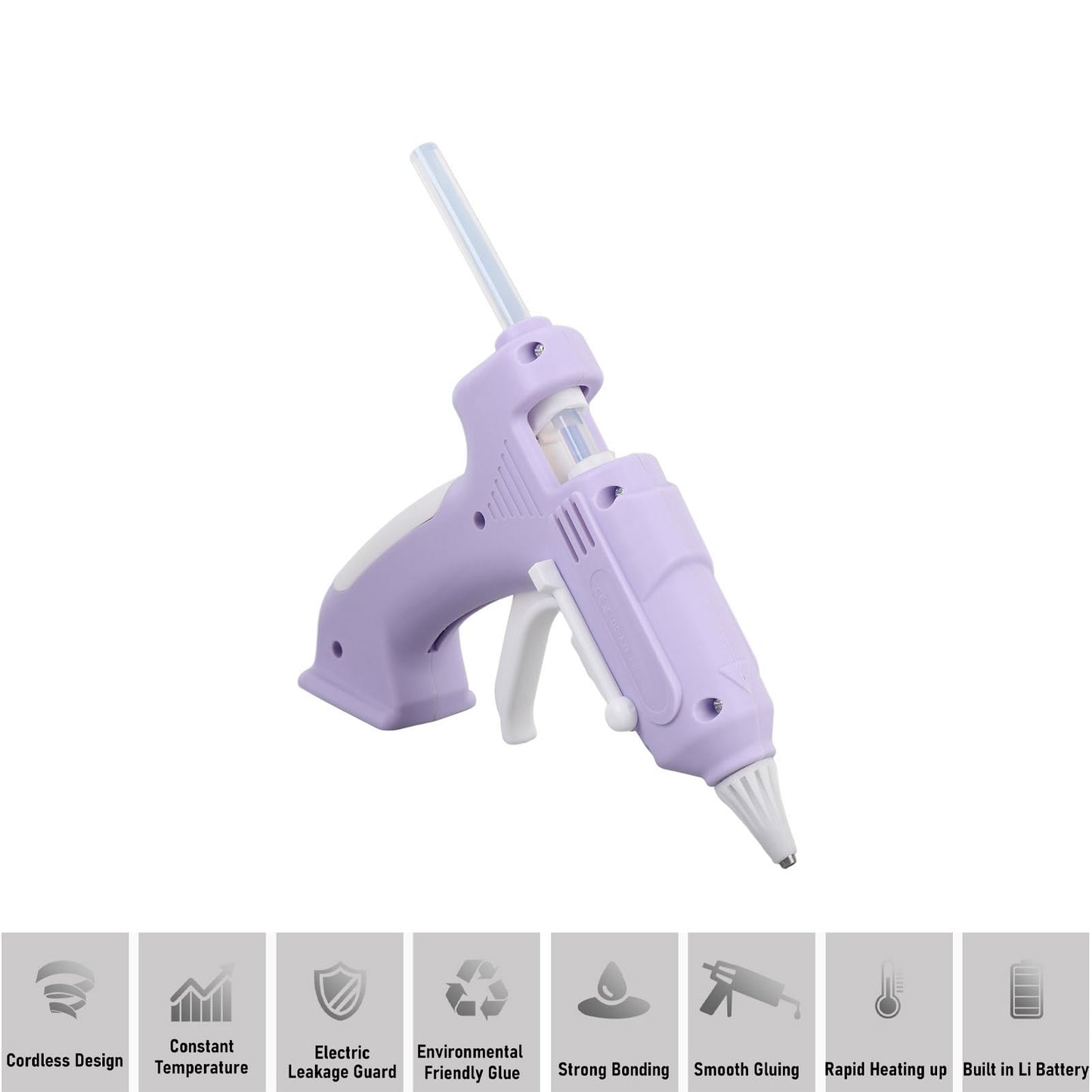 Cordless Hot Glue Gun Kit, High Temperature Mini Electric Hot Glue Kit with 10Pcs 7mm High Adhesion Sticks, Hot Melt Glue Tool for Home Repair, Arts & Crafts (Violet)