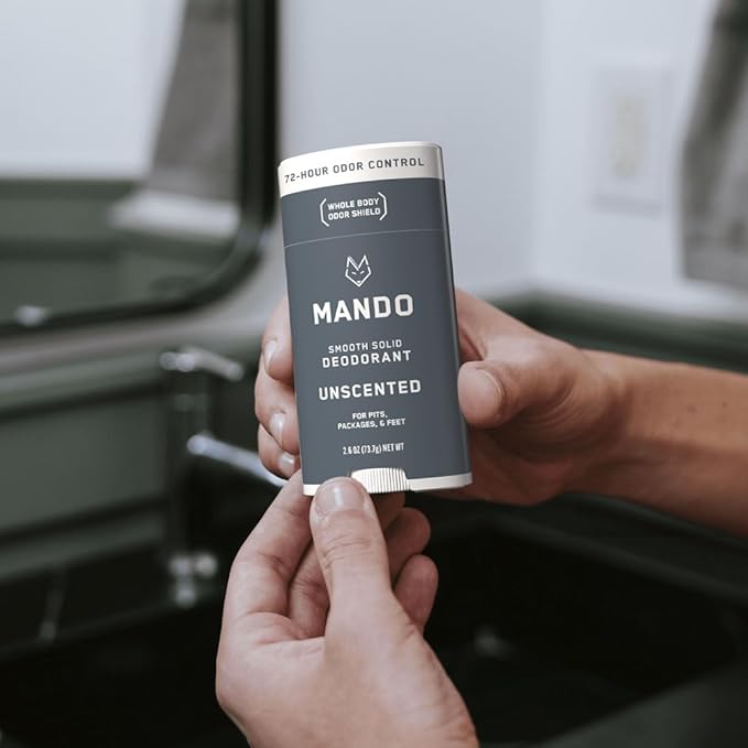 Mando Whole Body Deodorant - Invisible Cream Tube and Solid Stick - 72 Hour Odor Control - Aluminum Free, Baking Soda Free, Skin Safe - 3.0 Ounce Tube and 2.6 Ounce Solid Stick Bundle - Unscented