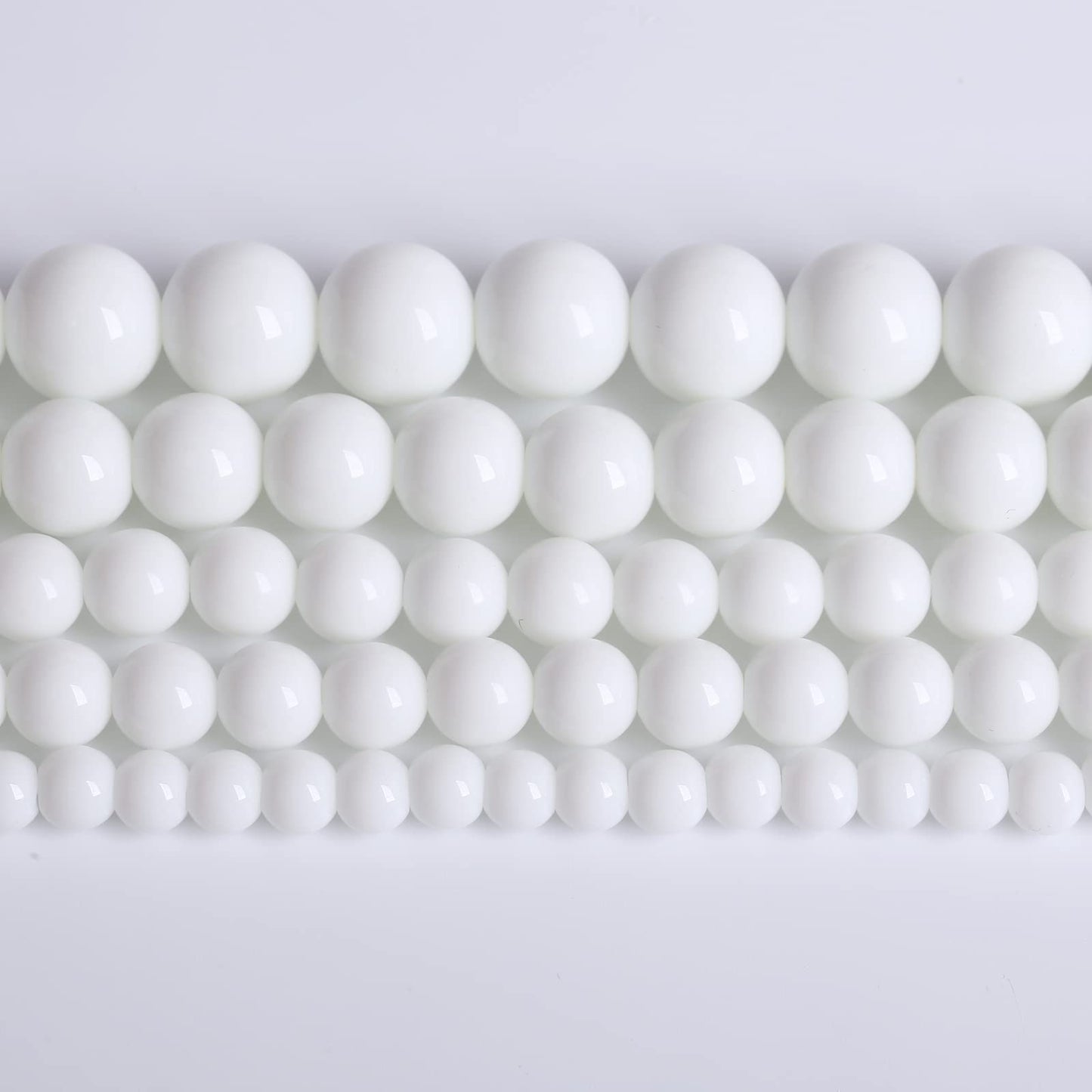 8mm 48pcs Natural White Porcelain Agates Stone Round Beads for Jewelry Making Spacer Loose Spacers Beads DIY Bracelets 15" Strand