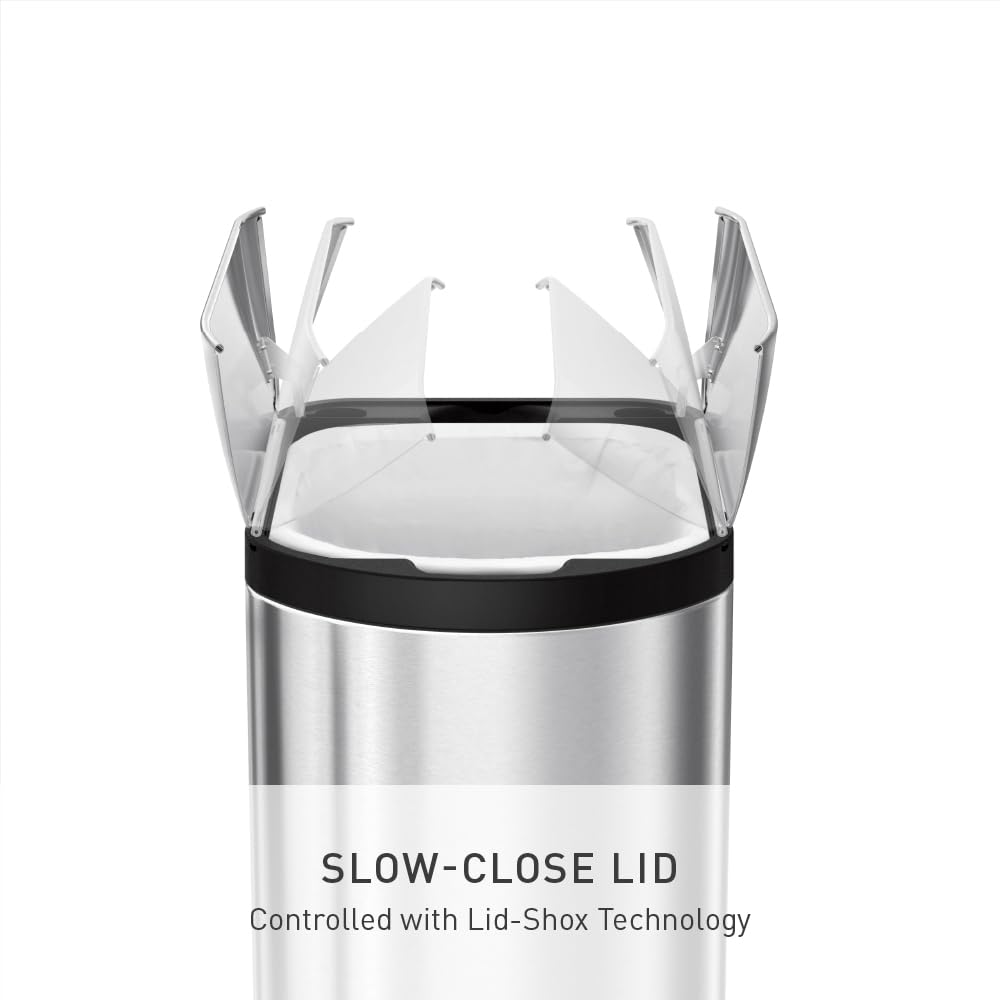 simplehuman 30 Liter / 8 Gallon Butterfly Lid Kitchen Step Trash Can, Brushed Stainless Steel