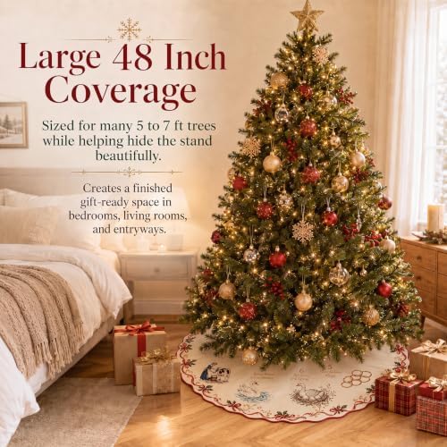 Chalyna 48 Inch Vintage 12 Day of Christmas Tree Skirt