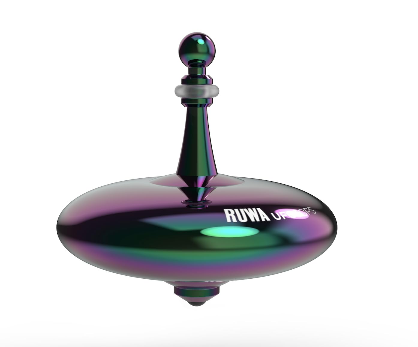 Plexity Labs UFO Tops Ruwa - Metal Spinning Fidget Toy Top - Inspired by The 1994 USS Ruwa, Zimbabwe UFO Incident - Psychedelic Stainless Steel