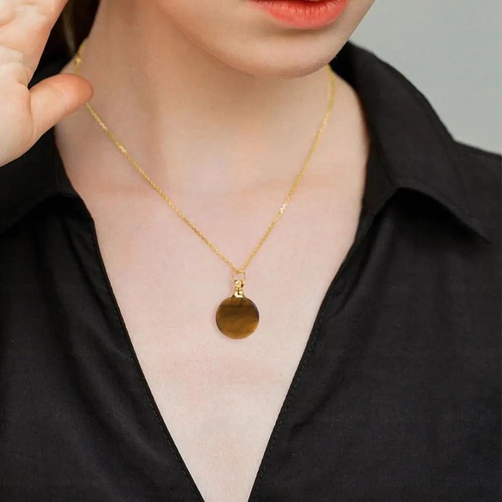 Generic 925 Sterling Silver & 14K Gold Filled Essential Oil Necklace for Women & Men, Clay Core, Neutral