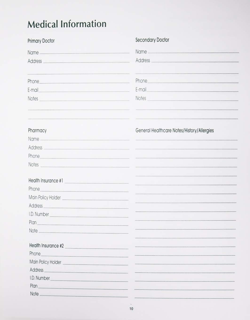The Essential Information Organizer - All Of Your Critical Household and Financial Information In One Place - Spiral Bound 10x8