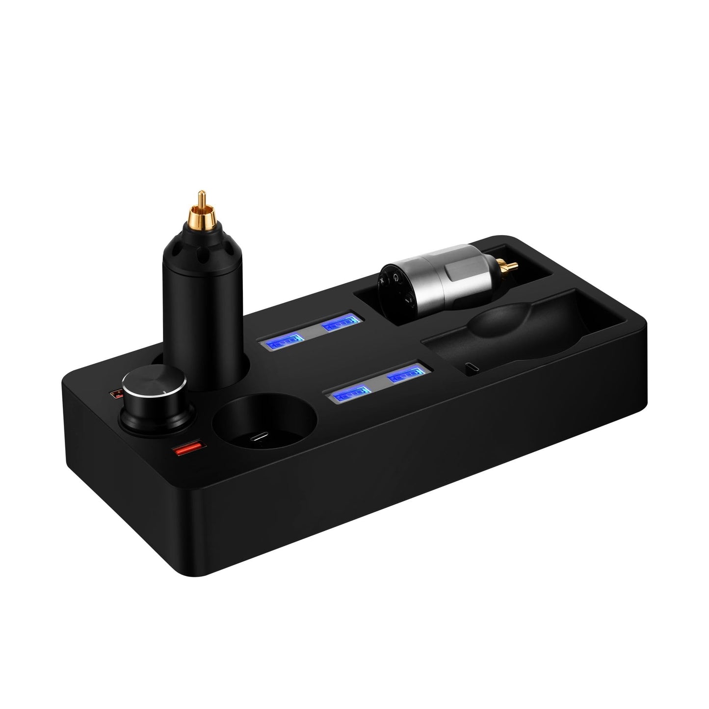 POARMEEY Multifunctional Charging Station with LED Display, 2-Port USB Charging Station and 4-Type-C Slot, Black